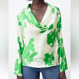Zara flowy neckline printed top - worn once